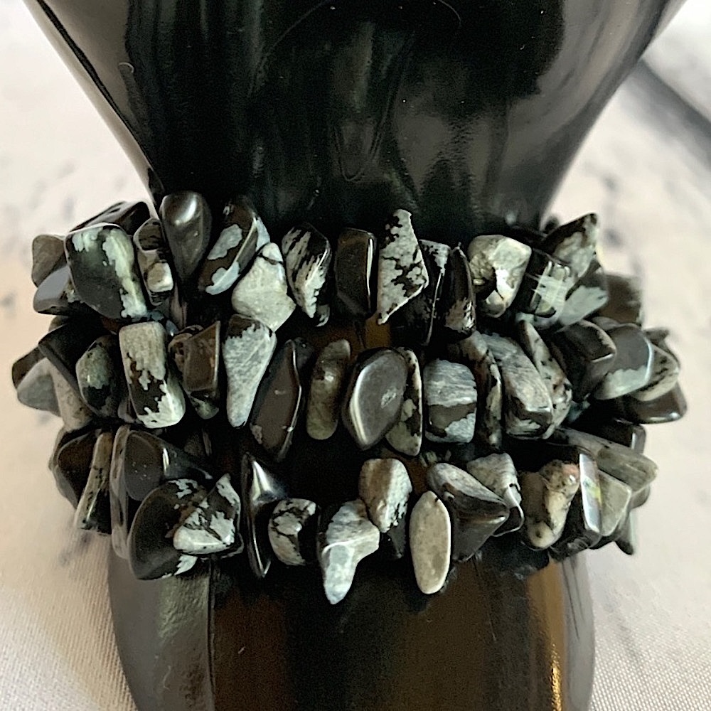 LAST 0NE Snowflake Obsidian Bracelet • Handmade Jewelry • Protection Jewelry